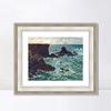 INVIN ART Framed Canvas Art Giclee Print Rocks at Port-Coton, the Lion, 1886 by Claude Monet Wall Art Living Room Home Office Decorations(Classic Silver Frame with Mat,20"x24") view 1