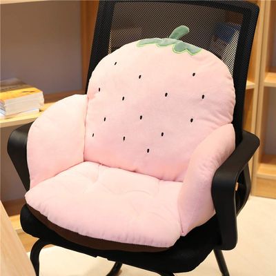 Waist Backrest Pad Seat Cushion,Home Office Chair, Car Seat, Recliner Non-Slip Warm Velvet Back Support Cushion for Adult and Child's (Strawberry)