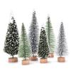 30 Pcs Mini Christmas Trees DIY Xmas Bottle Brush Trees Miniature Sisal Snow Frost Fir Small Artificial Trees Tabletop Trees with Wooden Bases Micro Scenery Landscape Trees for Christmas Party Decor view 1