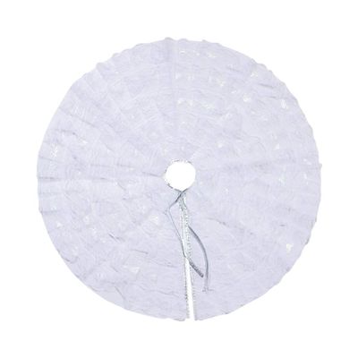 Amosfun 1pc Ruffled Lace Christmas Tree Skirt Elegant White Tree Base Decoration for Holiday Homes Offices and Parties Adds Festive Atmosphere While Protecting Floors