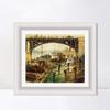 INVIN ART Framed Canvas Art Giclee Print The Coal-Dockers, 1875 by Claude Monet Wall Art Living Room Home Office Decorations(Modern Simple White Frame with Mat,20"x24") view 1