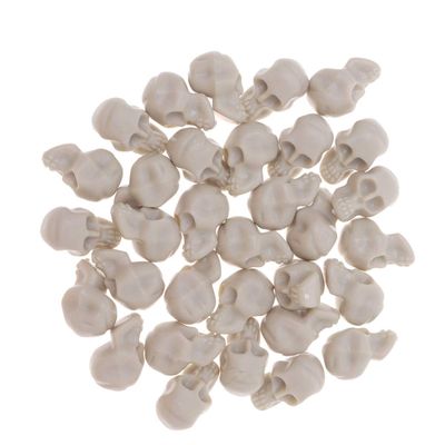 PRETYZOOM 50PCS Mini Plastic Skull Heads Miniature Skulls Halloween Decorations Realistic Skeleton Skulls for Halloween Trick Toy Accessories (0.8"x0.5")
