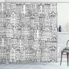Ambesonne Amsterdam Shower Curtain, Monochrome Style Cartoon Drawing of Historic Houses Clutter City Town, Cloth Fabric Bathroom Decor Set with Hooks, 69" W x 70" L, Charcoal White view 1