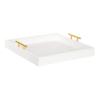 Kate and Laurel Lipton Square Decorative Wood Tray with Metal Handles, 16" x 16", White and Gold, Modern Serving Tray for Storage Or Display view 1