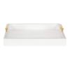 Kate and Laurel Lipton Square Decorative Wood Tray with Metal Handles, 16" x 16", White and Gold, Modern Serving Tray for Storage Or Display view 2