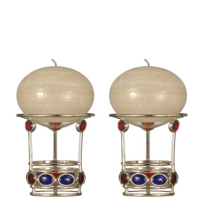 Dale Tiffany Gem Warmer Candle Holder, 5.5-Inch, Red/Blue