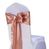 Pack of 50 Satin Rose Gold Chair Sashes for Wedding - SINSSOWL Pink Gold Chairs Bows 7x108 Inches Chair Ribbons Fitting Birthday Party Anniversary Bridal Baby Shower Christmas Events Decorations view 2