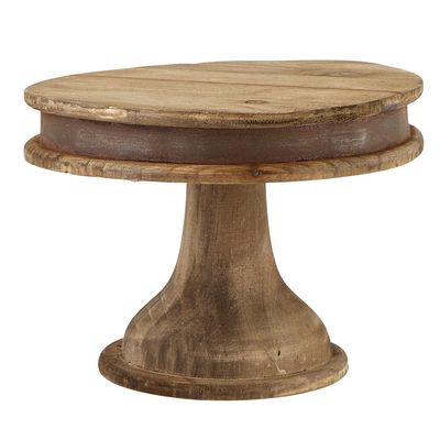 47th & Main Wooden Decorative Riser Stand, 11" Diameter, Metal Band