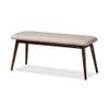 Baxton Studio Flora Mid-Century Modern Light Grey Fabric Upholstered Walnut Finished Wood Dining Bench view 1