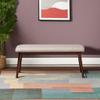 Baxton Studio Flora Mid-Century Modern Light Grey Fabric Upholstered Walnut Finished Wood Dining Bench view 2