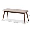 Baxton Studio Flora Mid-Century Modern Light Grey Fabric Upholstered Walnut Finished Wood Dining Bench view 3