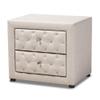 Baxton Studio Lepine Modern and Contemporary Light Beige Fabric Upholstered 2-Drawer Wood Nightstand view 1