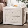 Baxton Studio Lepine Modern and Contemporary Light Beige Fabric Upholstered 2-Drawer Wood Nightstand view 2