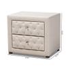 Baxton Studio Lepine Modern and Contemporary Light Beige Fabric Upholstered 2-Drawer Wood Nightstand view 3