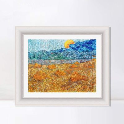 INVIN ART Framed Canvas Art Giclee Print Series#003 by Vincent Van Gogh Wall Art Living Room Home Office Decorations(Modern Simple White Frame with Mat,20"x24")