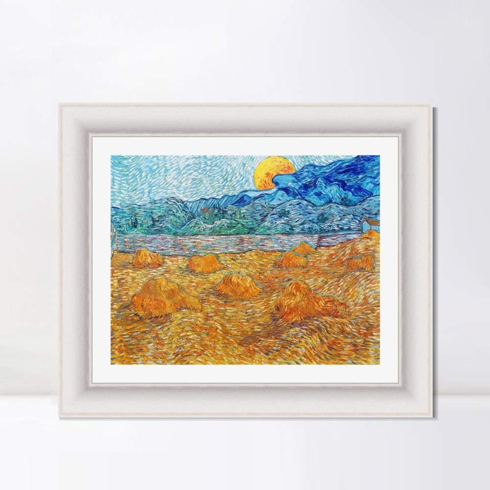 INVIN ART Framed Canvas Art Giclee Print Series#003 by Vincent Van Gogh Wall Art Living Room Home Office Decorations(Modern Simple White Frame with Mat,20"x24")