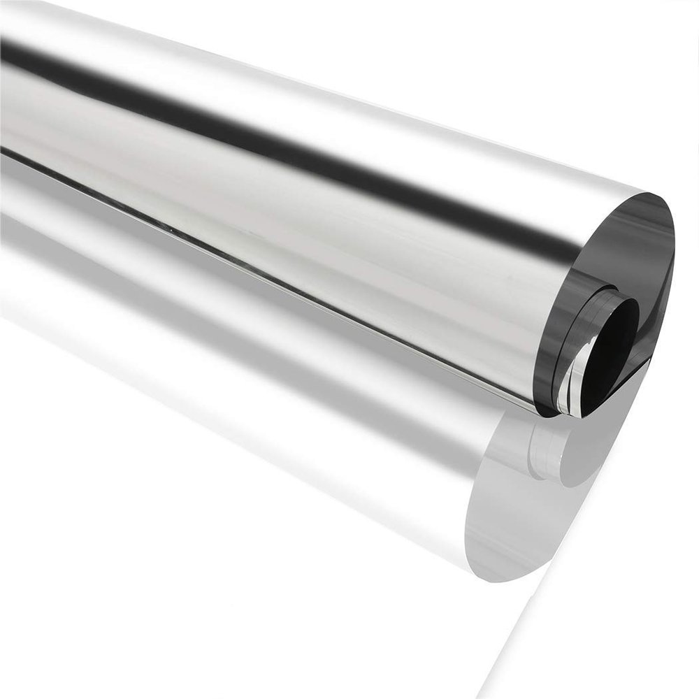 20% VLT Reflective Window Privacy Film Heat Control One Way Mirror Window Tint Vinyl Anti UV Adhesive Glass Film for Home Daytime Privacy, 60Inch x 33Feet, Silver