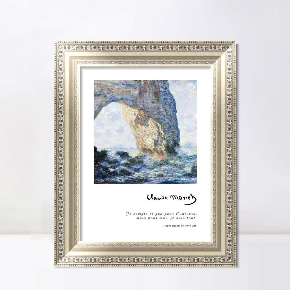 INVIN ART Framed Canvas Art Giclee Print Series#006 by Claude Monet Wall Art Living Room Home Office Decorations(European Style Silver Frame,20"x24")