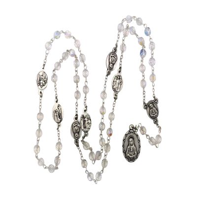 VILLAGE GIFT IMPORTERS 7 Sorrows Chaplet with Clear Crystal Beads - Servite Rosary (CLEAR CRYSTAL)