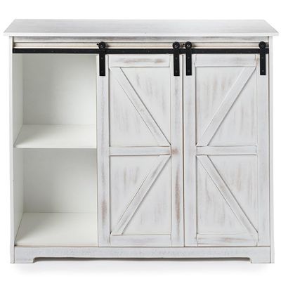 The Lakeside Collection Barn Door-Style Buffet Cabinets - Antique White