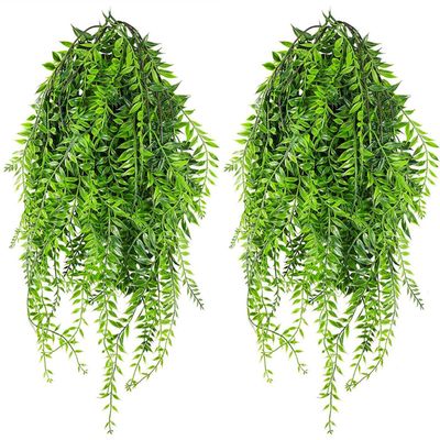 Artificial Hanging Vine, Weeping Willow Plastic Plants Greenery Leaves Fake Plant Faux Ivy Garland UV Resistant for Indoor Outdoor Garden Door Wall Baskets Wedding Party Table Decor Decoration - 6 Pcs