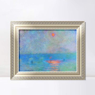 INVIN ART Framed Canvas Art Giclee Print Effect of Sunlight in The Fog by Claude Monet Wall Art Living Room Home Office Decorations(European Style Silver Frame,20"x24")