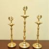 Tangerine Golden Brass Oil Lamp/Brass Diya - Handcrafted & Traditionally Designed Brass Lamp/Diya- (Height- 18 inch) view 3