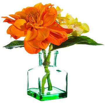 9.5" Dahlia/Hydrangea in Glass Vase (pack of 12)