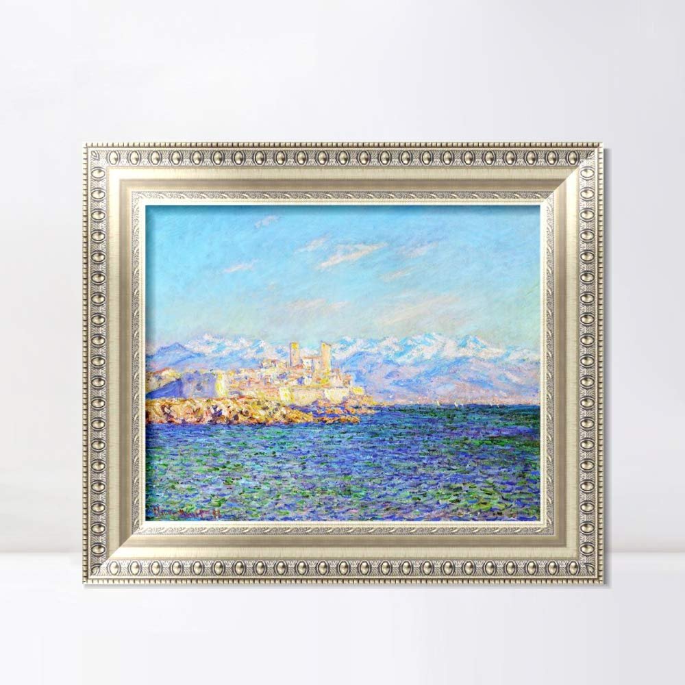 INVIN ART Framed Canvas Art Giclee Print Afternoon Effect(1888) by Claude Monet Wall Art Living Room Home Office Decorations(European Style Silver Frame,20"x24")