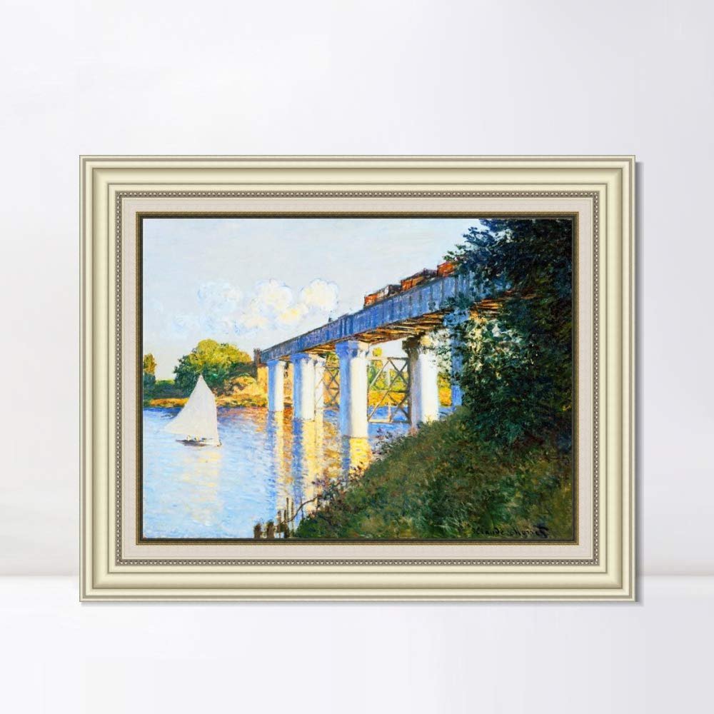INVIN ART Framed Canvas Art Giclee Print Series#042 by Claude Monet Wall Art Living Room Home Office Decorations(Beige Color Frame with Linen Liner,20"x24")