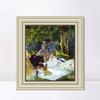 INVIN ART Framed Canvas Art Giclee Print Luncheon on The Grass, Central Panel by Claude Monet Wall Art Living Room Home Office Decorations(Beige Color Frame with Linen Liner,20"x24") view 1