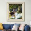 INVIN ART Framed Canvas Art Giclee Print Luncheon on The Grass, Central Panel by Claude Monet Wall Art Living Room Home Office Decorations(Beige Color Frame with Linen Liner,20"x24") view 3