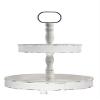 Deluxe Lamp Distressed Antique White Wood Metal Handle 2-Tier Wooden Tray Dining Table Counter Home Decor (Antique White) view 3