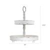 Deluxe Lamp Distressed Antique White Wood Metal Handle 2-Tier Wooden Tray Dining Table Counter Home Decor (Antique White) view 4