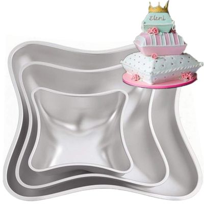 3 Pcs Cakes Pan Cake Baking Mold,Pillow Cake Pan Set DIY Pillow Shape Aluminum Cake Molds Set
