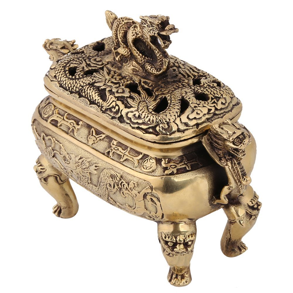 Charcoal Incense 1Pc Incense Holder Antique Bronze Copper Chinese Dragon Incense for Home Decoration