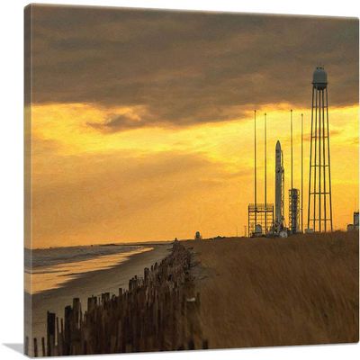 ARTCANVAS NASA Antares Rocket Ready for Launch Canvas Art Print Stretched Framed Painting Picture Poster Giclee Wall Decor - 40" x 26" (0.75" Deep)