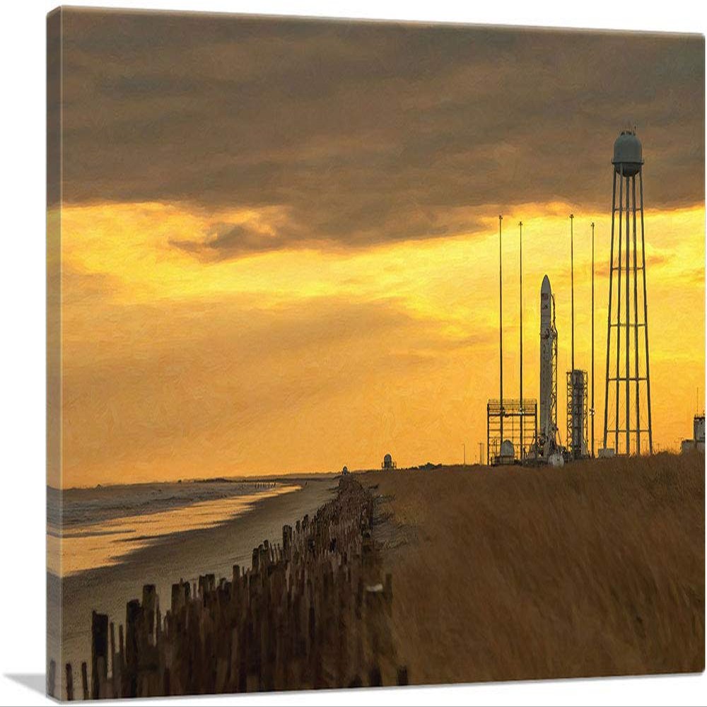 ARTCANVAS NASA Antares Rocket Ready for Launch Canvas Art Print Stretched Framed Painting Picture Poster Giclee Wall Decor - 40" x 26" (0.75" Deep)