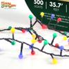 Holiday Bright Lights Rice Light Reel 500 LEDs, Indoor/Outdoor Gumball Style 36FT Reel with Multi Opaque Bulbs on Green Cord view 3
