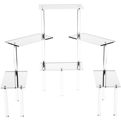 Plymor Acrylic Rectangular 6-Platform Multi-Item Display Riser (Mirrored), 18.75" H x 39" W
