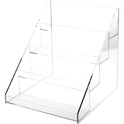 Plymor Clear Acrylic Flanged Display Stairs, 13" H x 12.25" W x 13" D