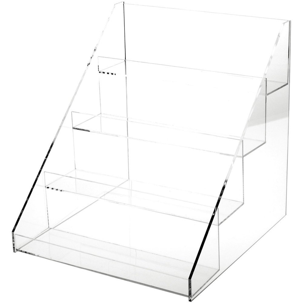 Plymor Clear Acrylic Flanged Display Stairs, 13" H x 12.25" W x 13" D