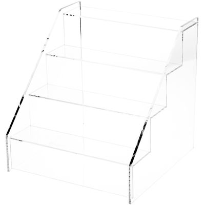 Plymor Clear Acrylic 4-Step Open Front Display Stairs, 10.25" W x 10.5" D x 10.5" H