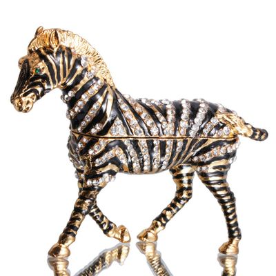 Waltz&F Hand-Painted zebra Trinket Box Animal Jewelrybox Figurine Collectible Ring Holder