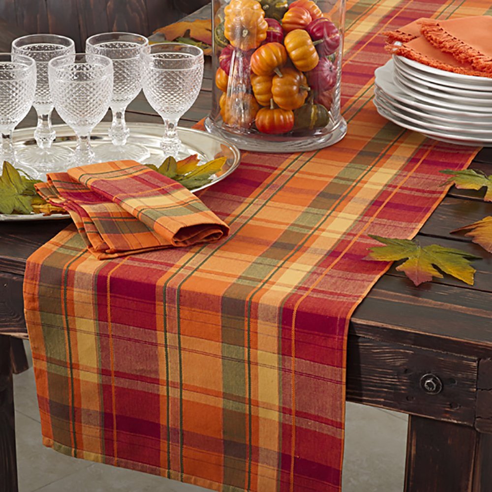 Terracotta Orange Harvest Halloween Autumn Thanksgiving Holiday Design Table Runner, 16" X 90" Rectangular, 100% Cotton, (1 Piece).