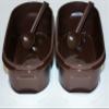 Tupperware Set of 2 Tea and Coffee Containers with Spoons #1 Oval Modular Mates 2 Cups Brown White view 2
