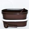 Tupperware Set of 2 Tea and Coffee Containers with Spoons #1 Oval Modular Mates 2 Cups Brown White view 3