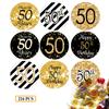 DFYOUHOME 50th Birthday Party Favor Labels Stickers 3/4" Circle- Printed Party Labels Decorations Supplies for Small Candies Sealing Envelopes Scrapbooks Grab Bags Gold Black and White (216 PCS) view 1