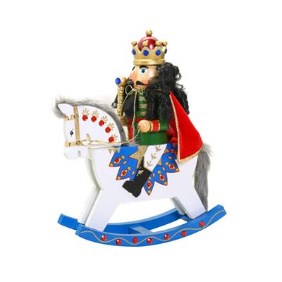 Garneck Desktop Nutcracker Horse Wood Nutcracker, Trojan Rocking Horse Puppet Soldiers Creative,Wood Crafts Decoration for Home Rocking Ornaments