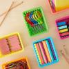 Bright Creations 12 Pack Small Plastic Classroom Storage Bins for Organization and School Supplies 6 Colors (6.2 x 4.8 x 2.4 inches) view 2
